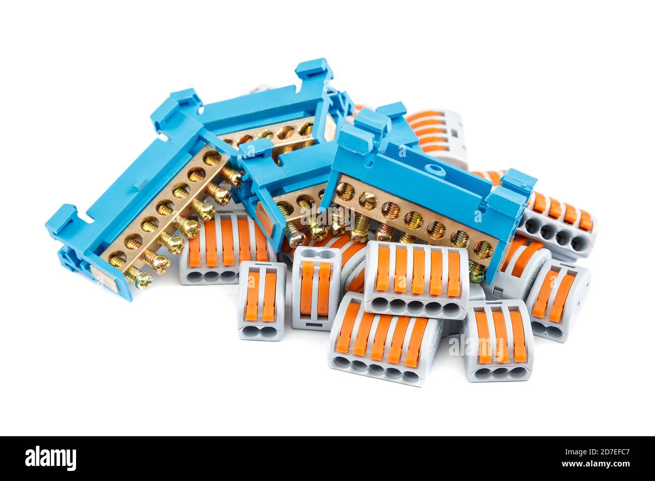 Electrical terminal blocks isolated on white background Stock Photo Alamy