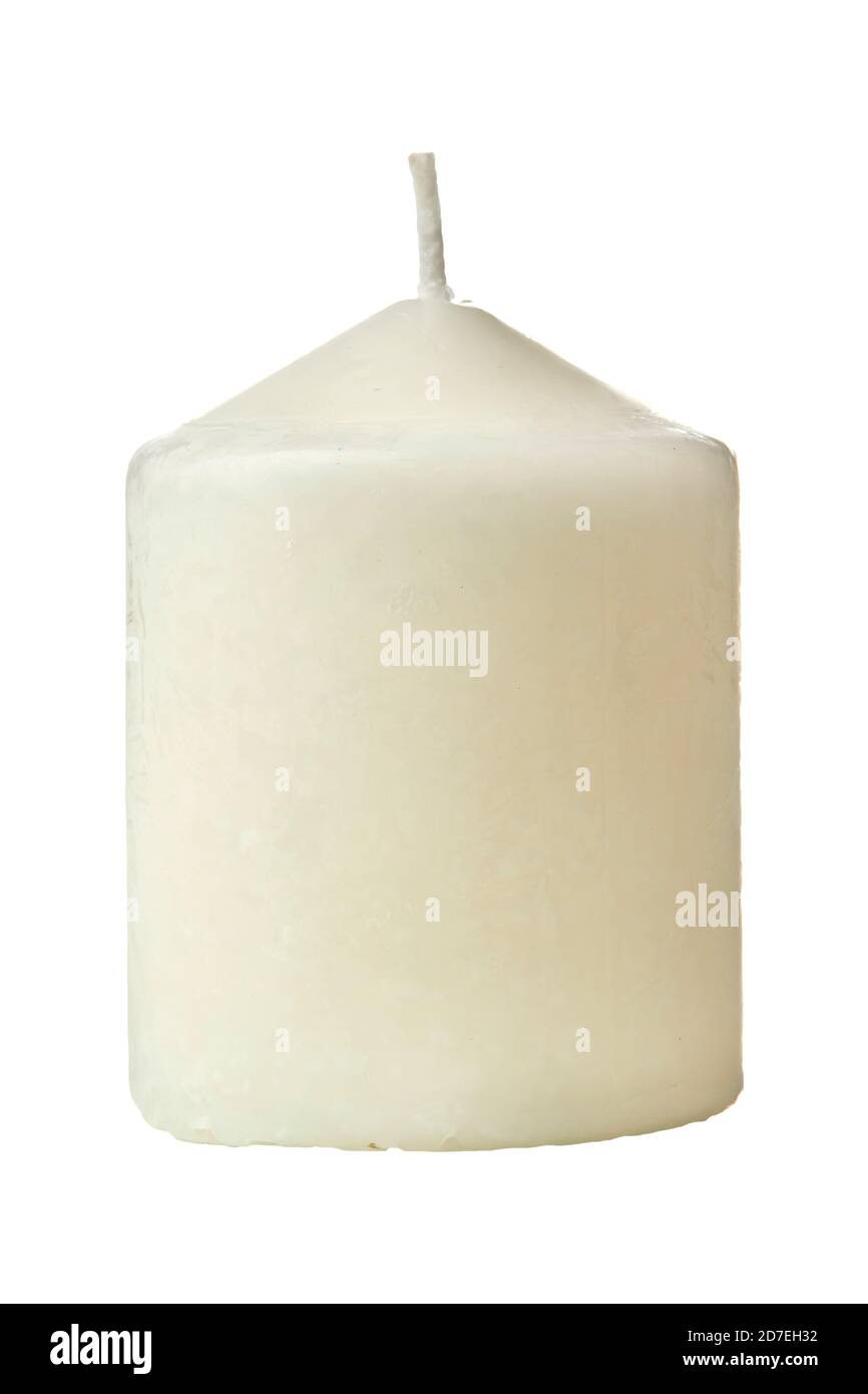 White nice Candle isolated on white background Stock Photo