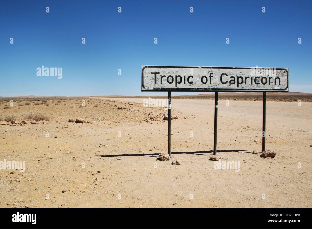 Tropic of Capricorn sign in Namibia Stock Photo