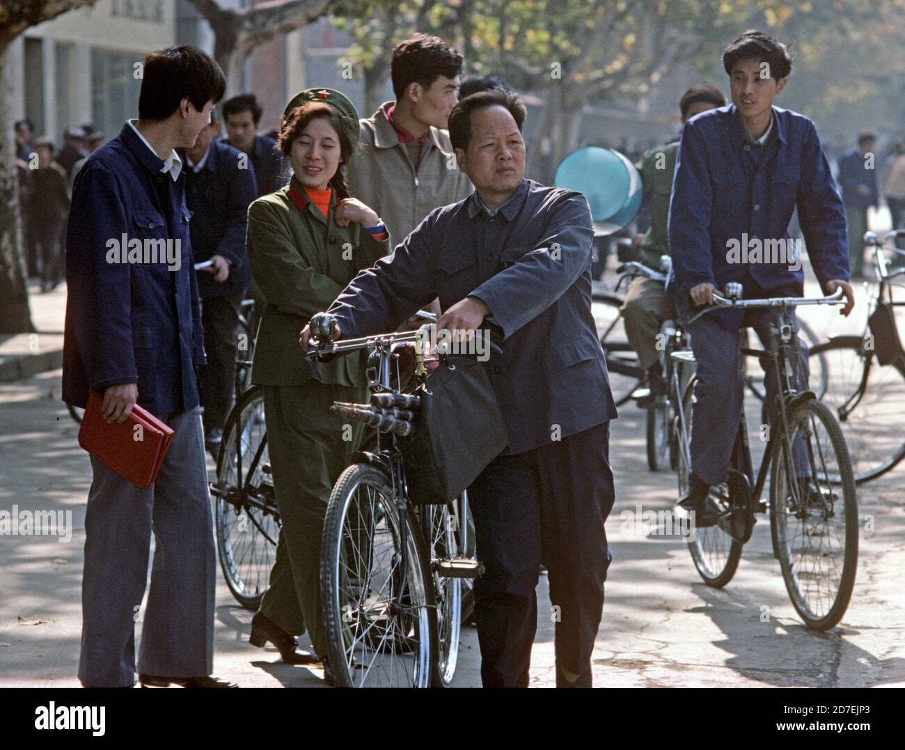 People's Liberation Army woman soldier in Nanjing street, China, 1980 Stock Photo