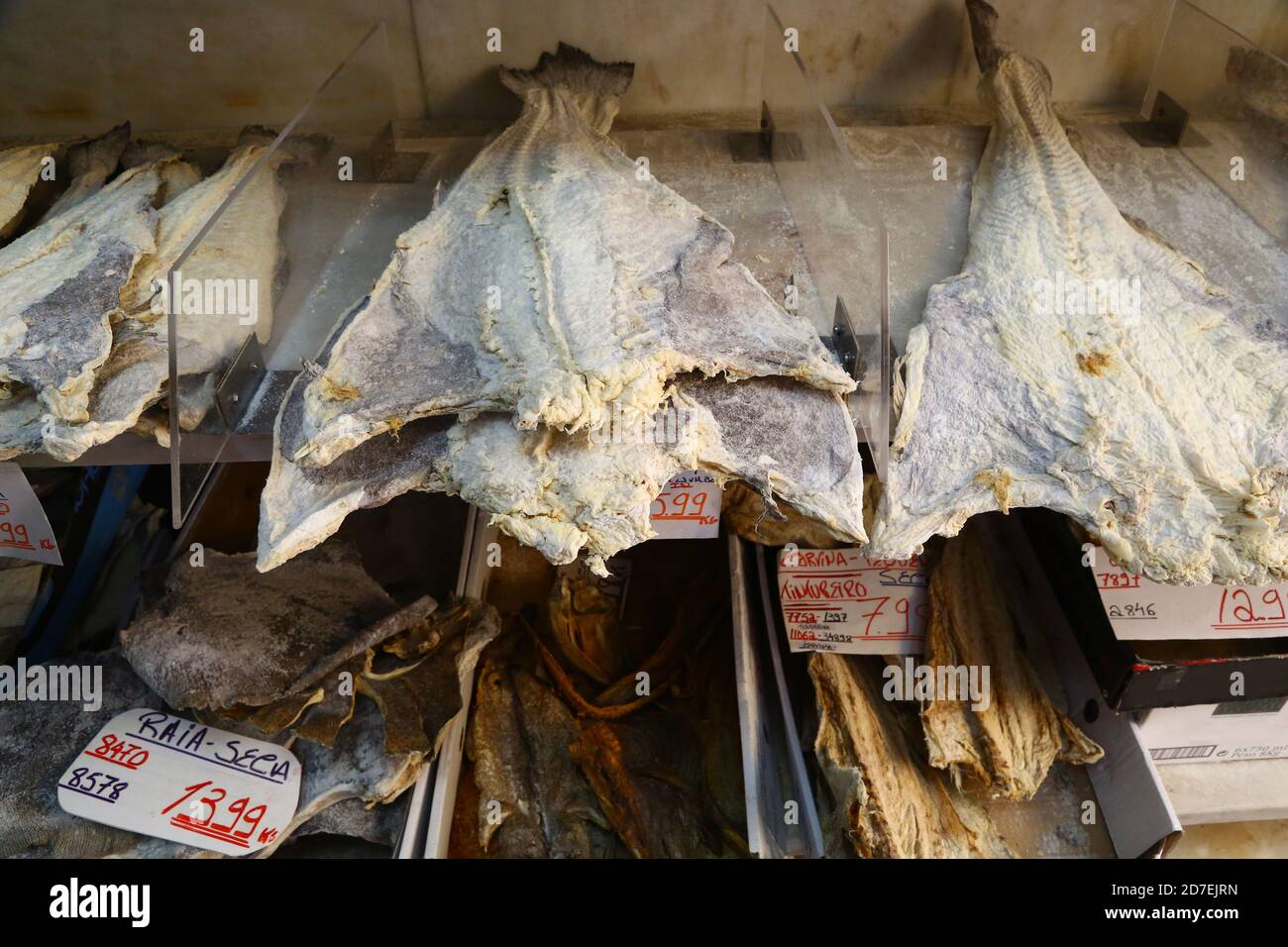Dried salted cod on sale in Lisbon, Portugal Stock Photo Alamy