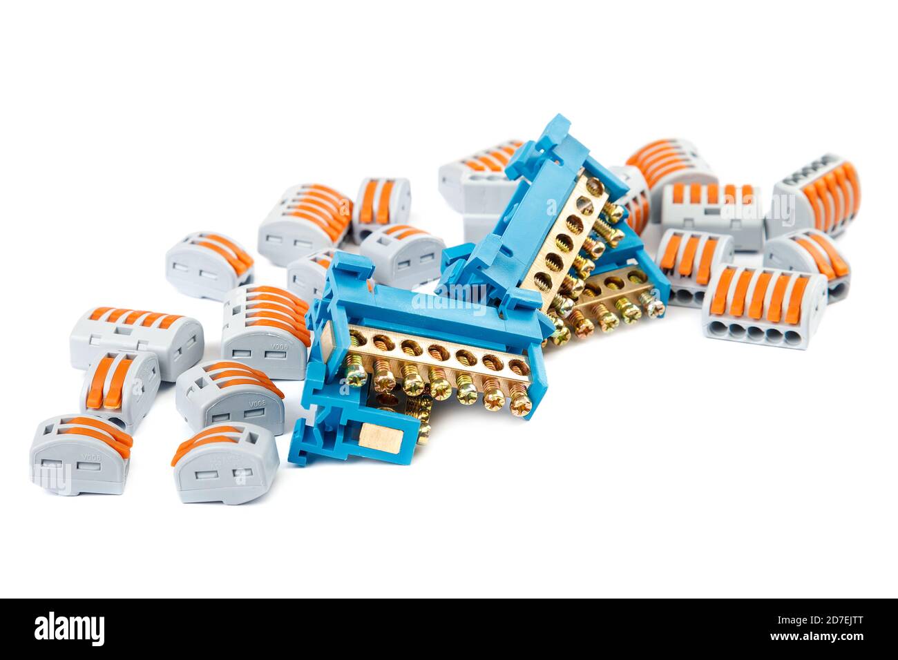 Electrical terminal blocks isolated on white background Stock Photo Alamy