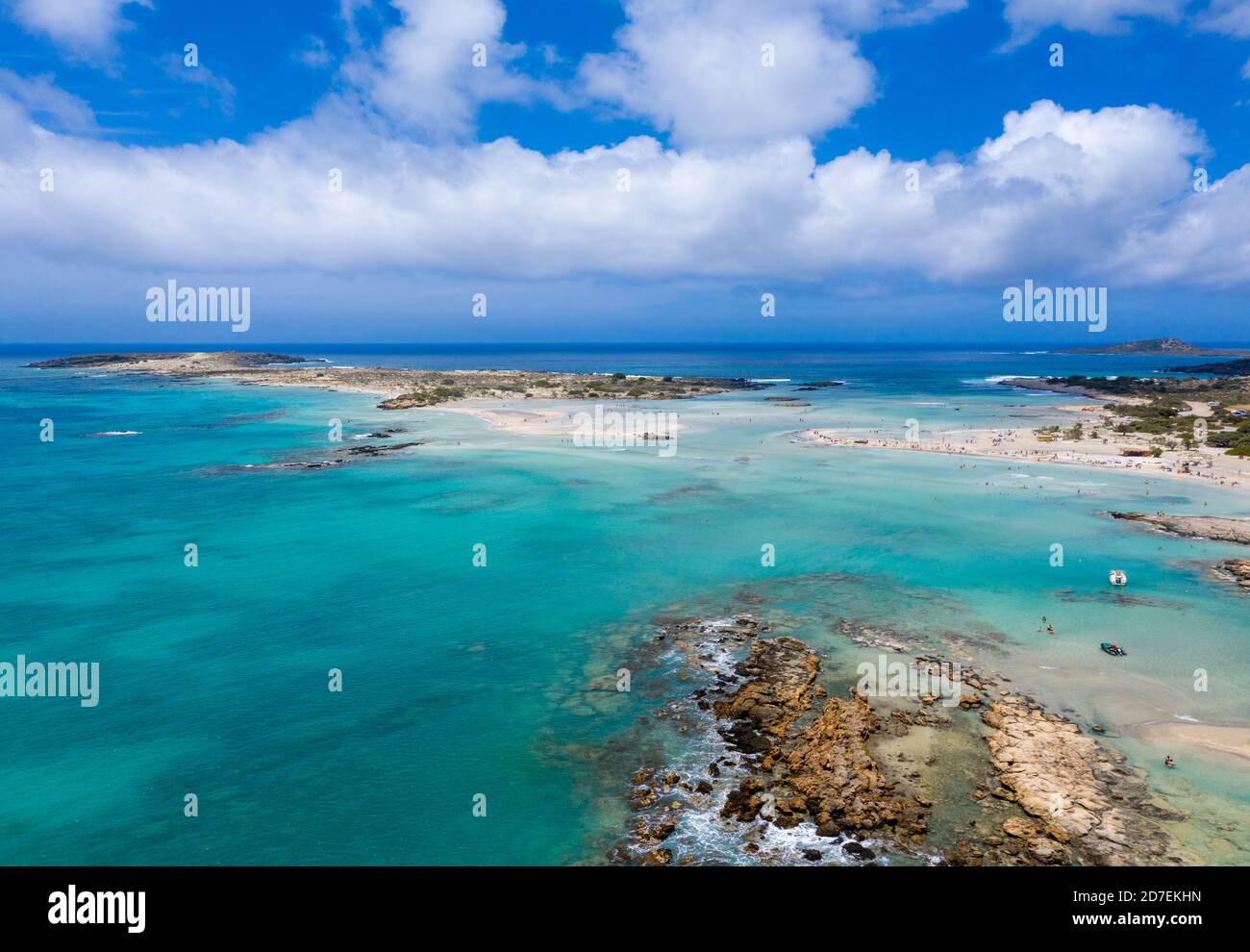 Tropical sandy beach with turquoise water, in Elafonisi, Crete, Greece Stock Photo