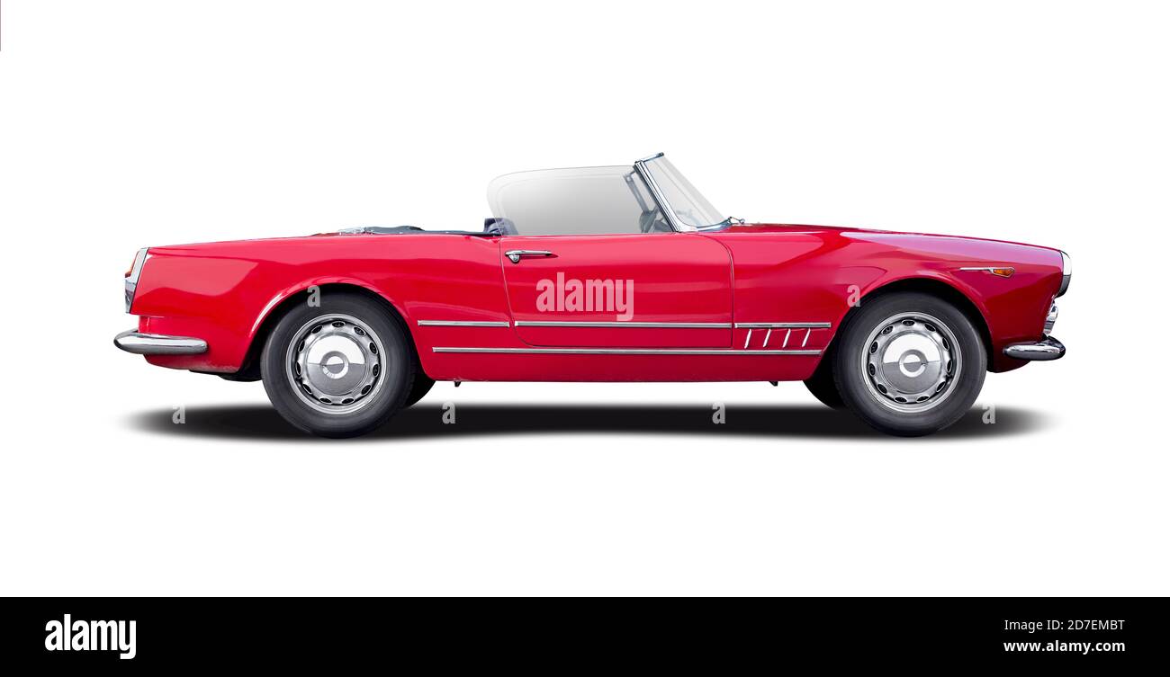 Classic Italian sport cabrio car side view isolated on white background Stock Photo