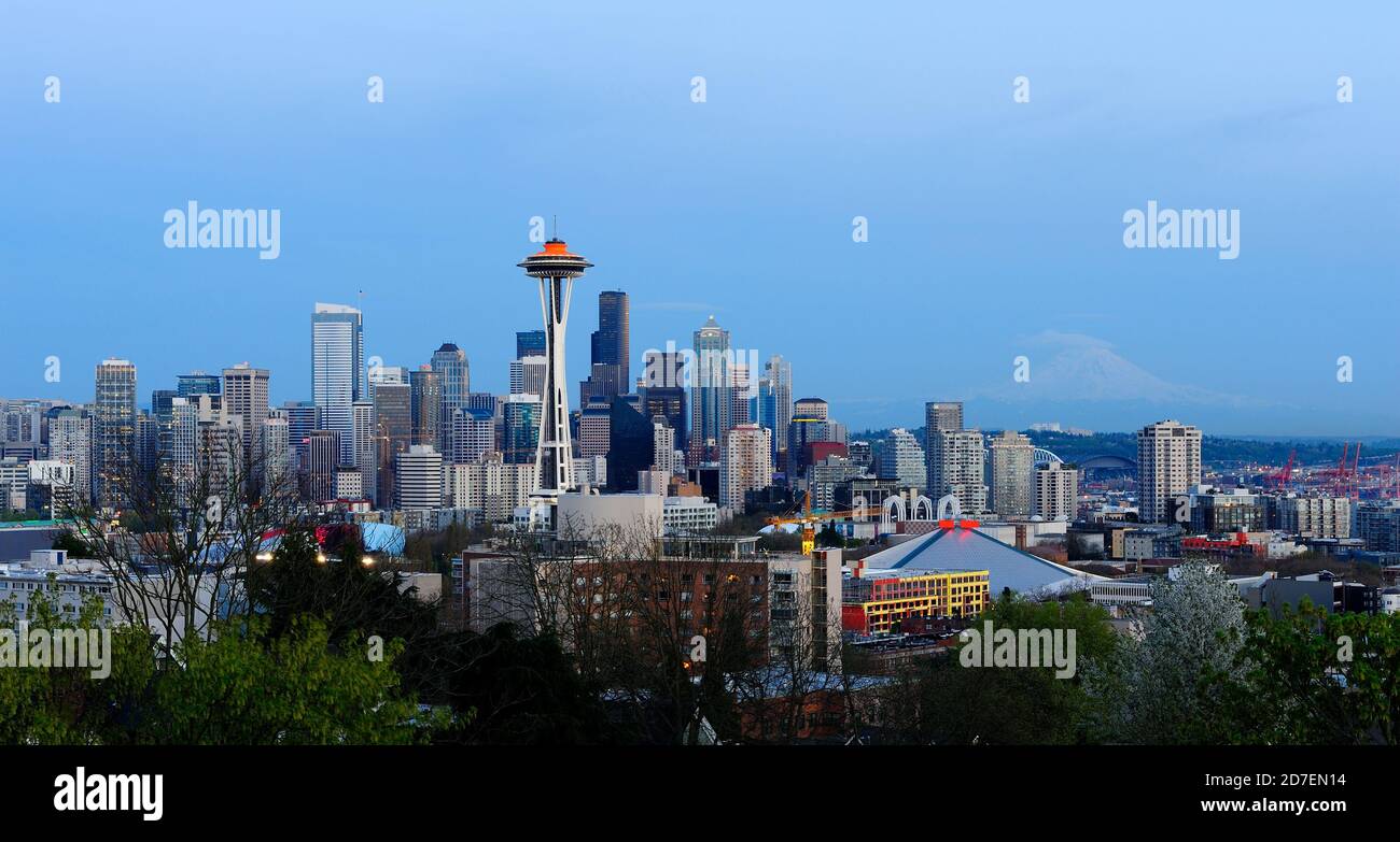 Seattle Skyline at Set Stock Photo