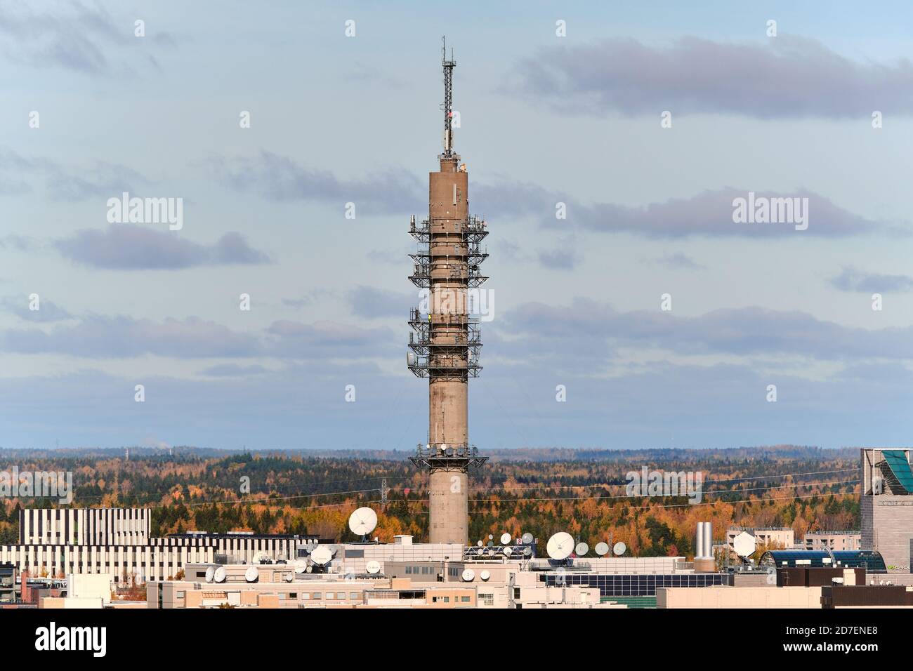 Helsinki, Finland - October 15, 2020: Pasilan linkkitorni, also known as Yle Transmission Tower. Stock Photo