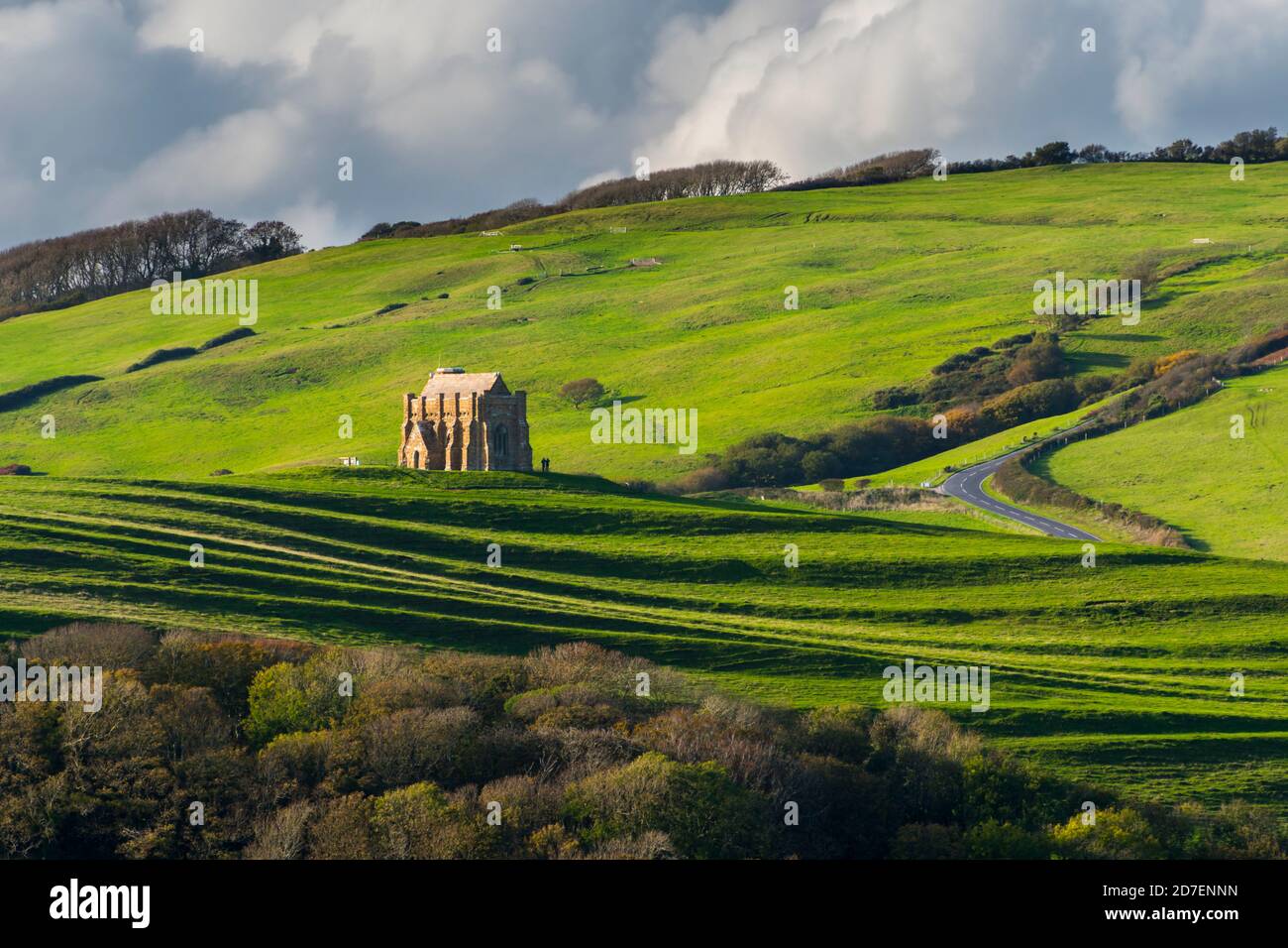 Abbotsbury, Dorset, UK.  22nd October 2020.  UK Weather.  Warm late afternoon autumn sunshine at St Catherine’s Chapel at Abbotsbury in Dorset.  Picture Credit: Graham Hunt/Alamy Live News Stock Photo
