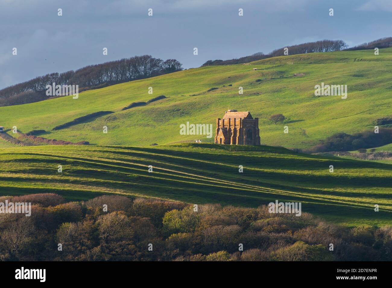 Abbotsbury, Dorset, UK.  22nd October 2020.  UK Weather.  Warm late afternoon autumn sunshine at St Catherine’s Chapel at Abbotsbury in Dorset.  Picture Credit: Graham Hunt/Alamy Live News Stock Photo