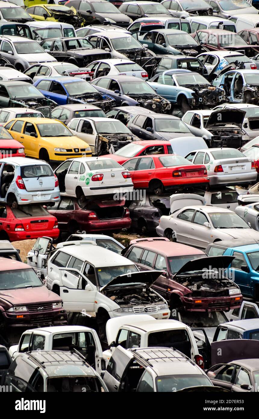 Old Junk Cars On Junkyard Stock Photo - Alamy