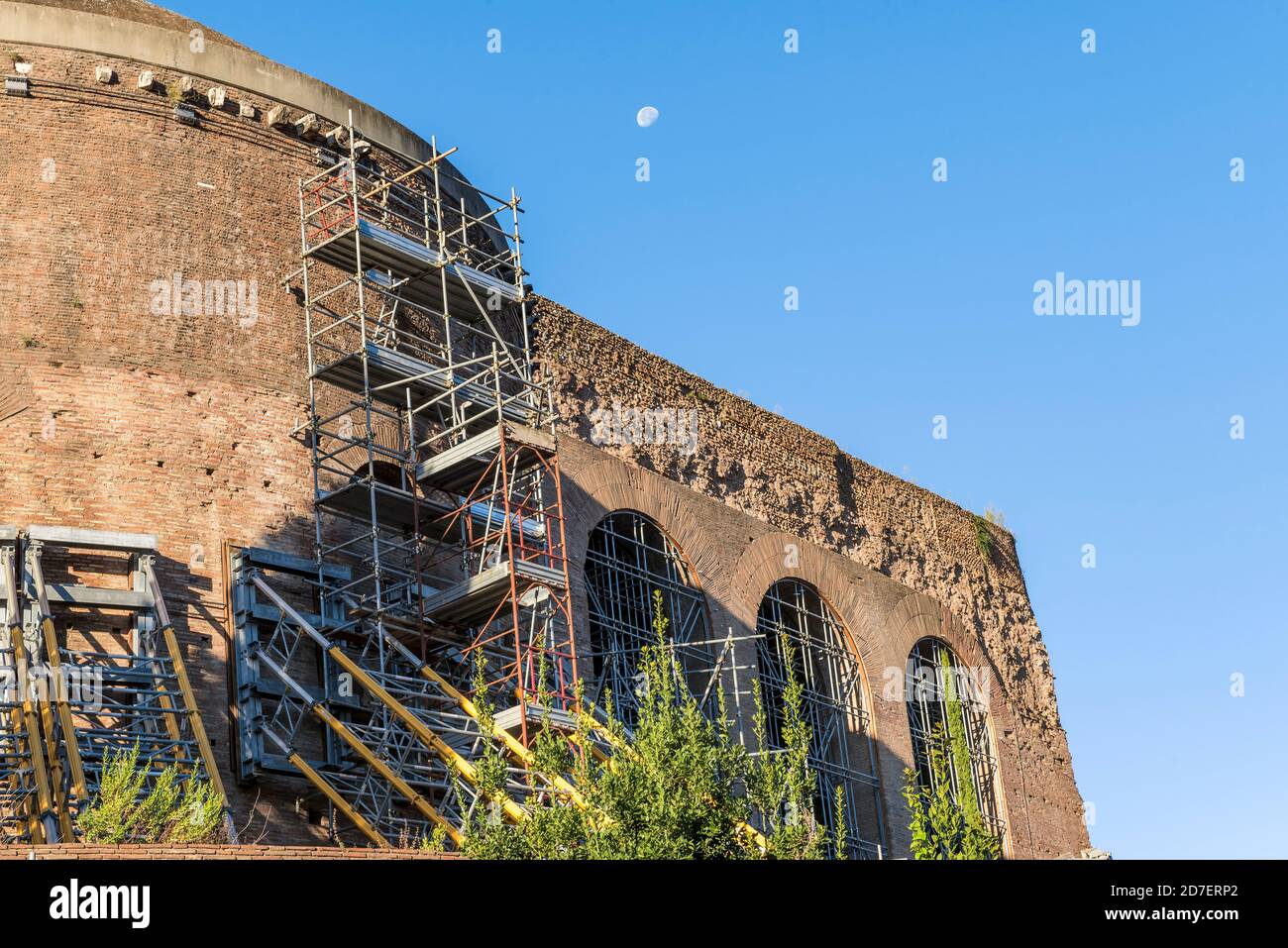 Reconstruction of a historic building with with brick walls and tower ...
