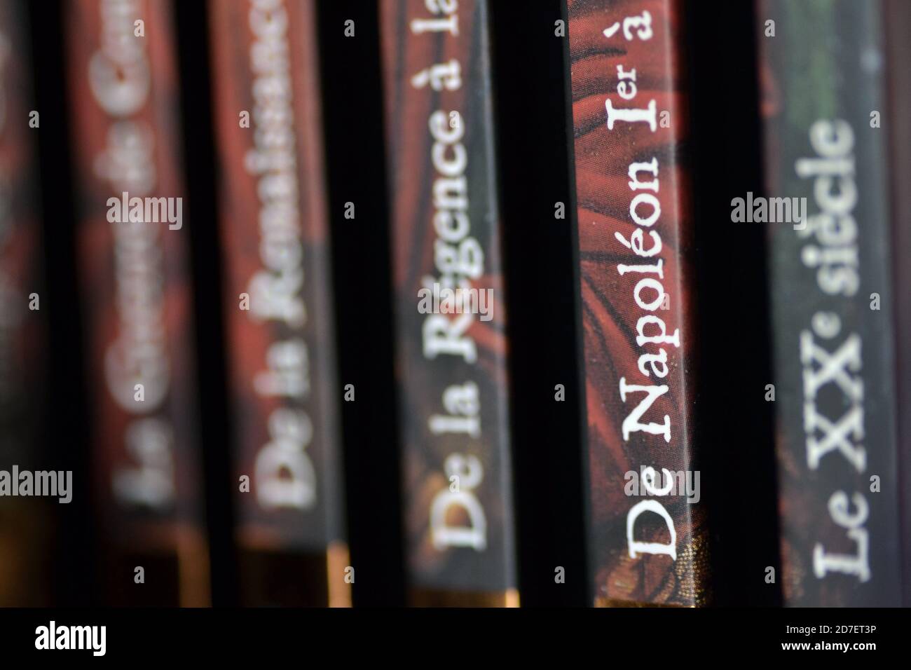 Row of French history books Stock Photo