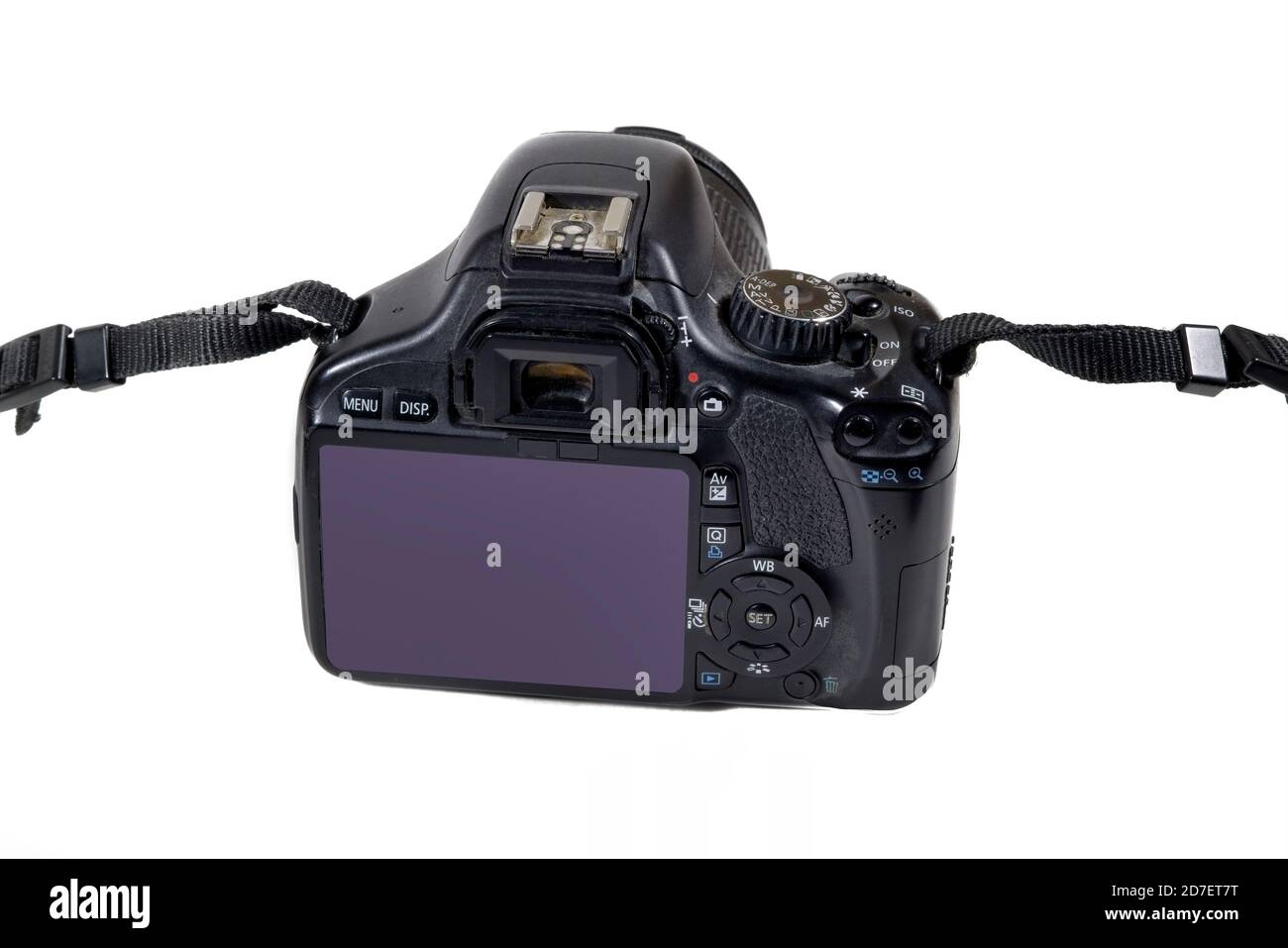 Black digital SLR camera with lens isolated on white background Stock ...
