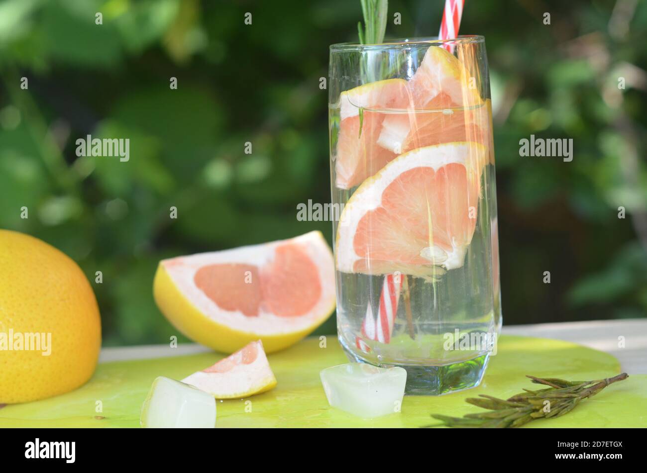 healthy detox smoothie with fresh fruits and green rosemary grapefruit