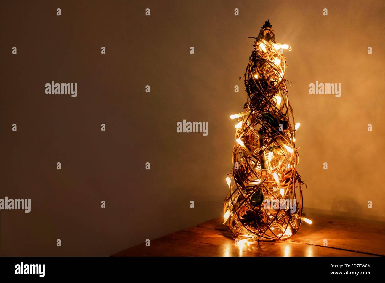 christmas tree decoration with lights in darkness Stock Photo - Alamy