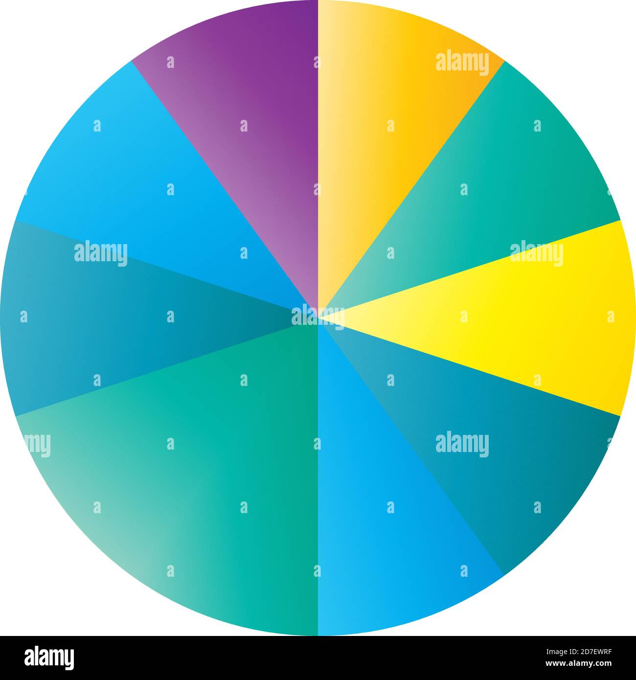 Pie chart, pie graph, diagram segmented circle(s) from 2 to 20 portions