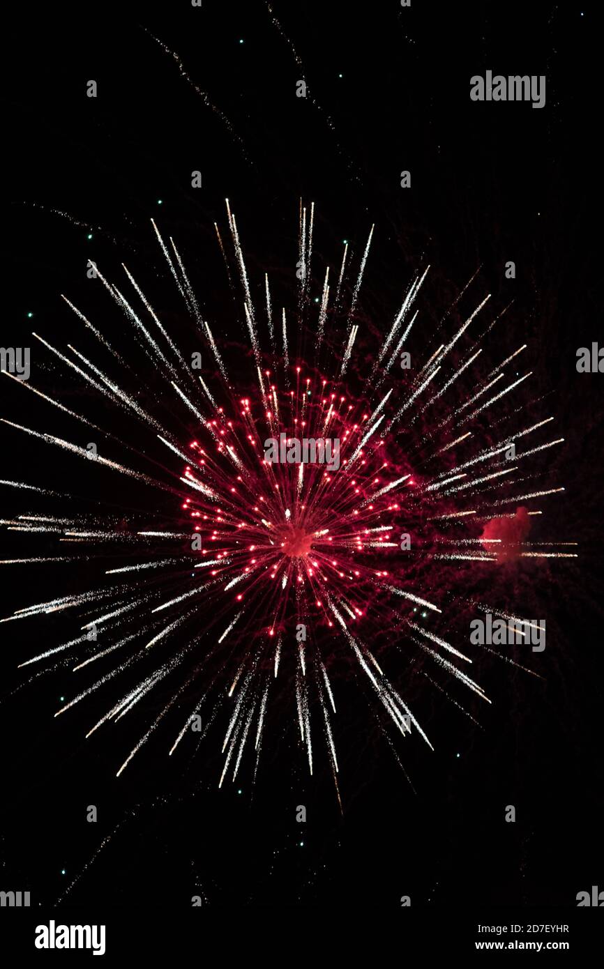 Firework display, firework rocket, Bonfire night (Guy Fawkes Night) in Battersea Park, London Stock Photo