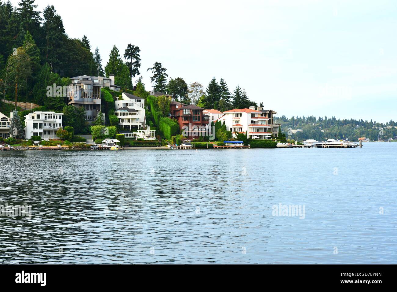 Lake Front Homes at Meydenbaur bay at Bellevue, Washington State-USA Stock Photo