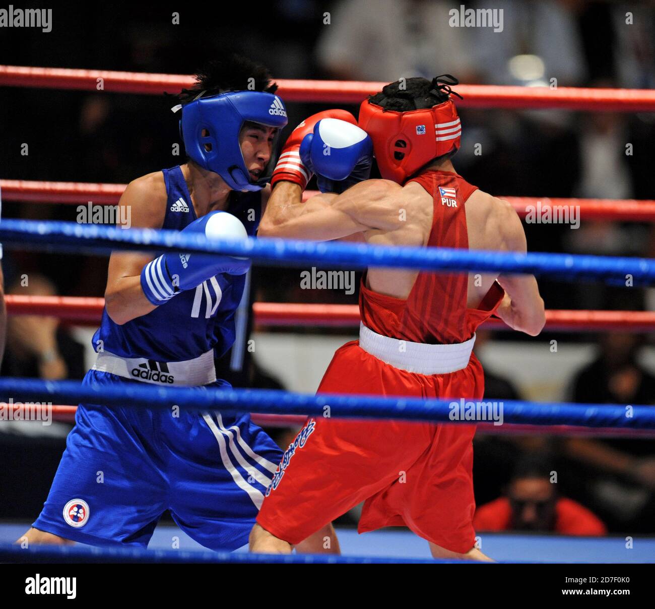 Boxers Fighting During An Amateur Boxing Match During The Aiba World Boxing Champioship In Milan
