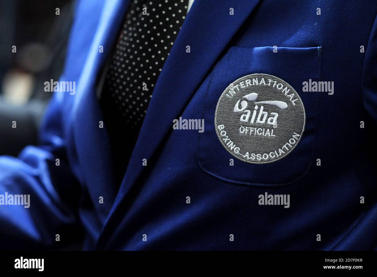 The AIBA's logo on a judge's jacket during the World Boxing Champioship in Milan 2009. Stock Photo