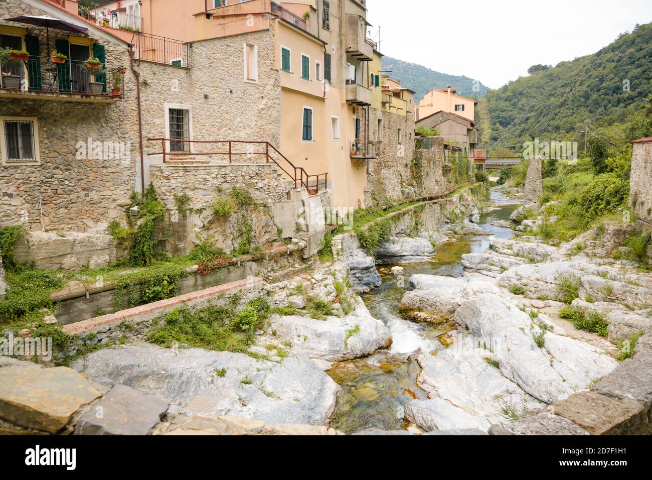 Zuccarello architectures and historical bridge, medieval town near