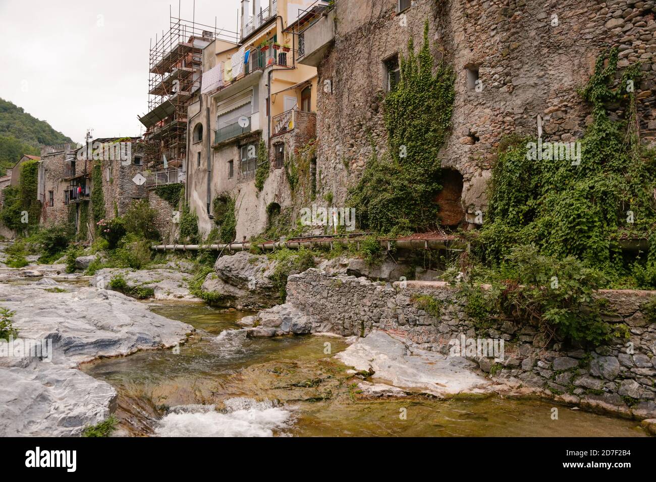 Zuccarello architectures and historical bridge, medieval town near