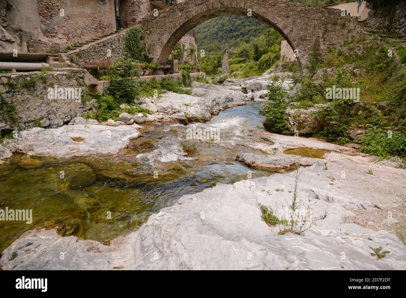 Zuccarello architectures and historical bridge, medieval town near