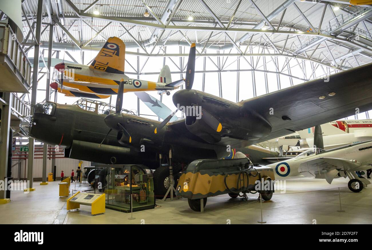 Avro Lancaster World War Two heavy bomber at the Imperial War Museum, Duxford, Cambridgeshire, UK Stock Photo