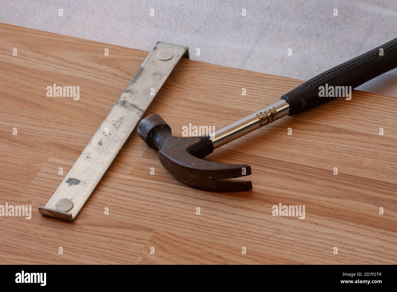 Tools for installation of a laminate floor. Stock Photo
