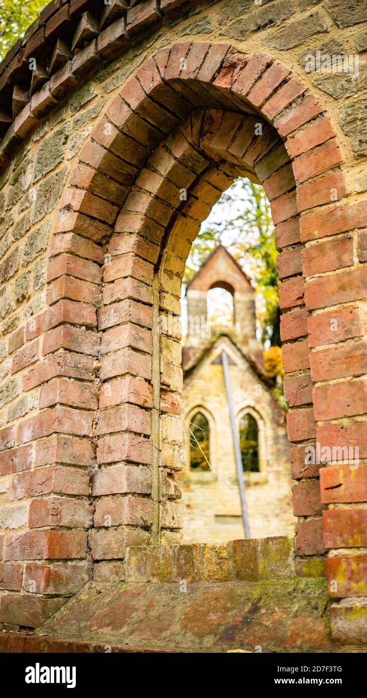The derelict victorian school in Bedham woods near Petworth in West ...