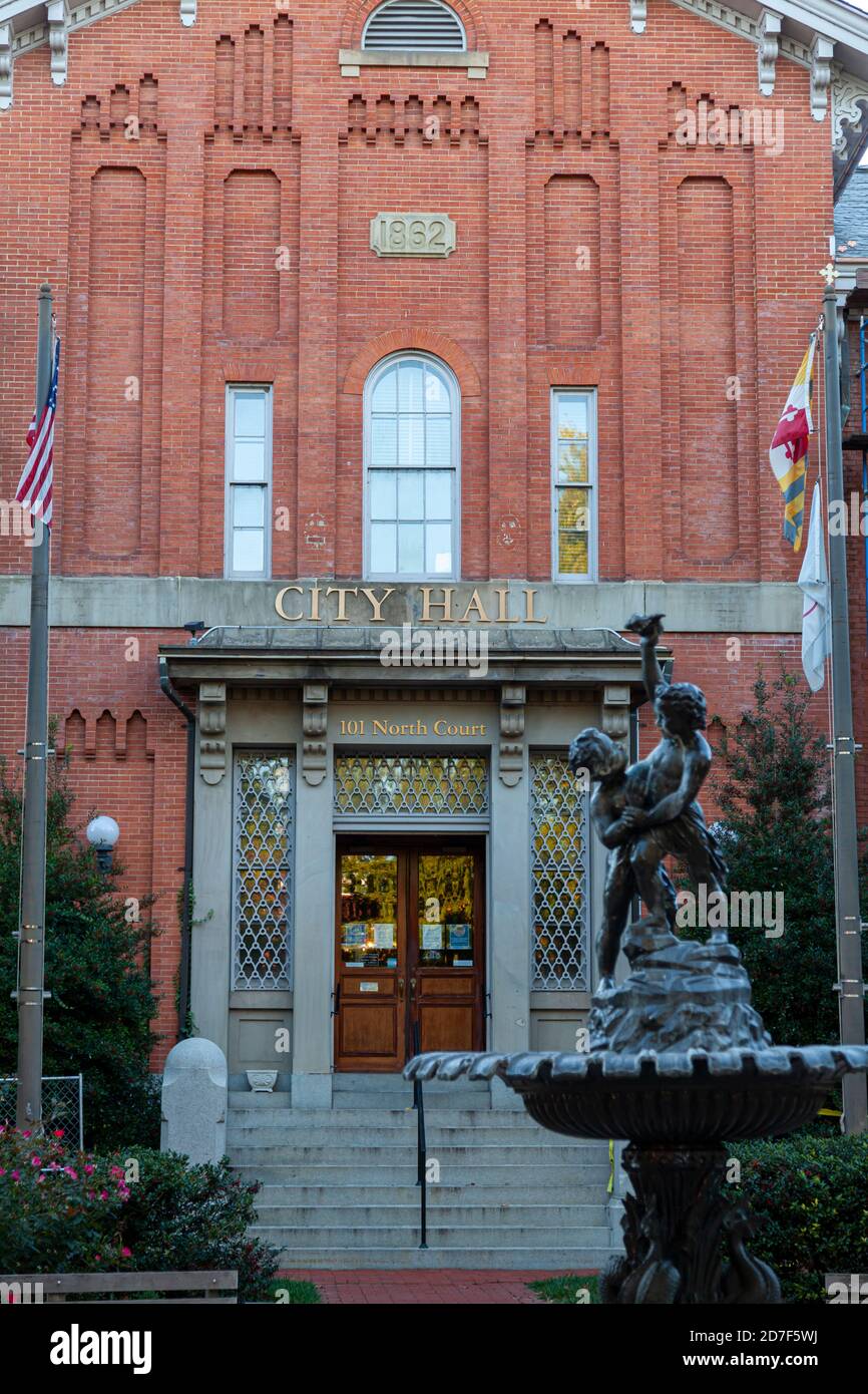 Frederick, MD, USA 10/13/2020 The historic City Hall Building of