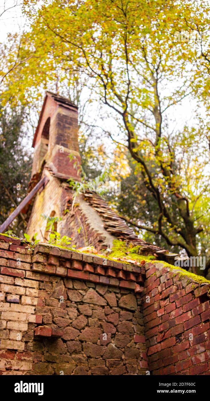 The derelict victorian school in Bedham woods near Petworth in West ...
