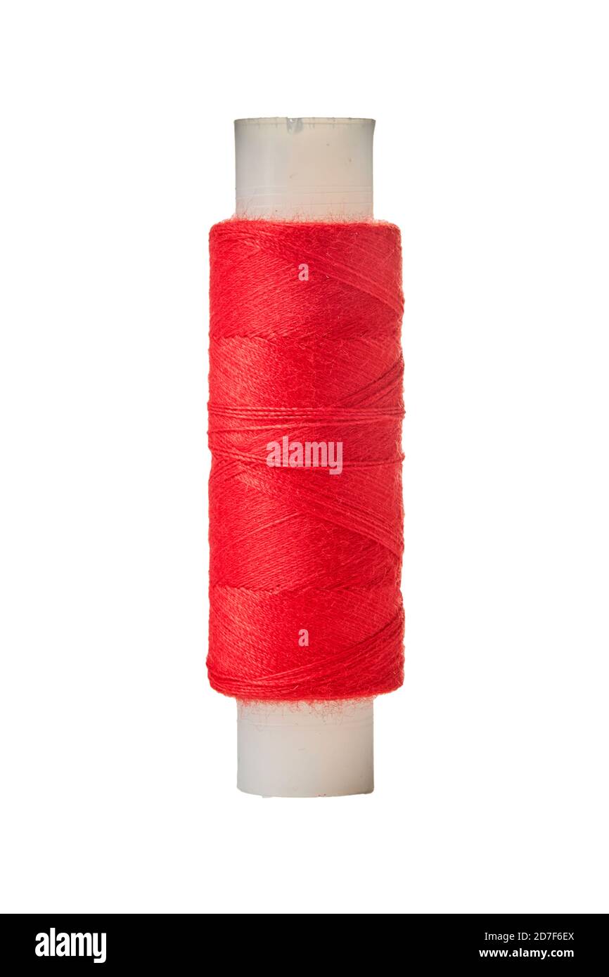 red thread and coil isolated on white close up Stock Photo Alamy