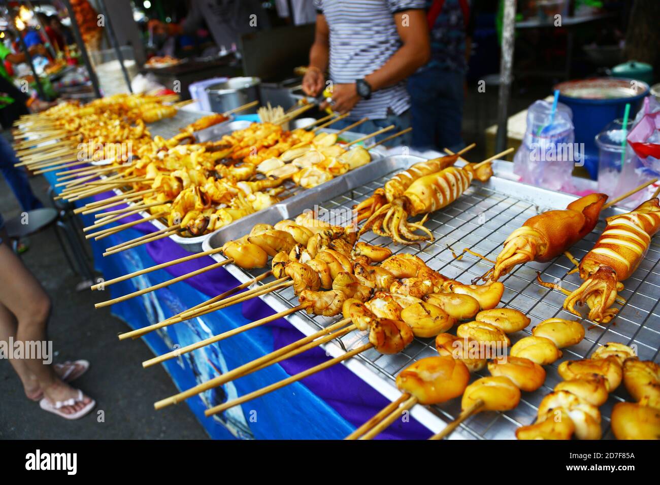 Grilled seafood on sale in Bangkok Stock Photo