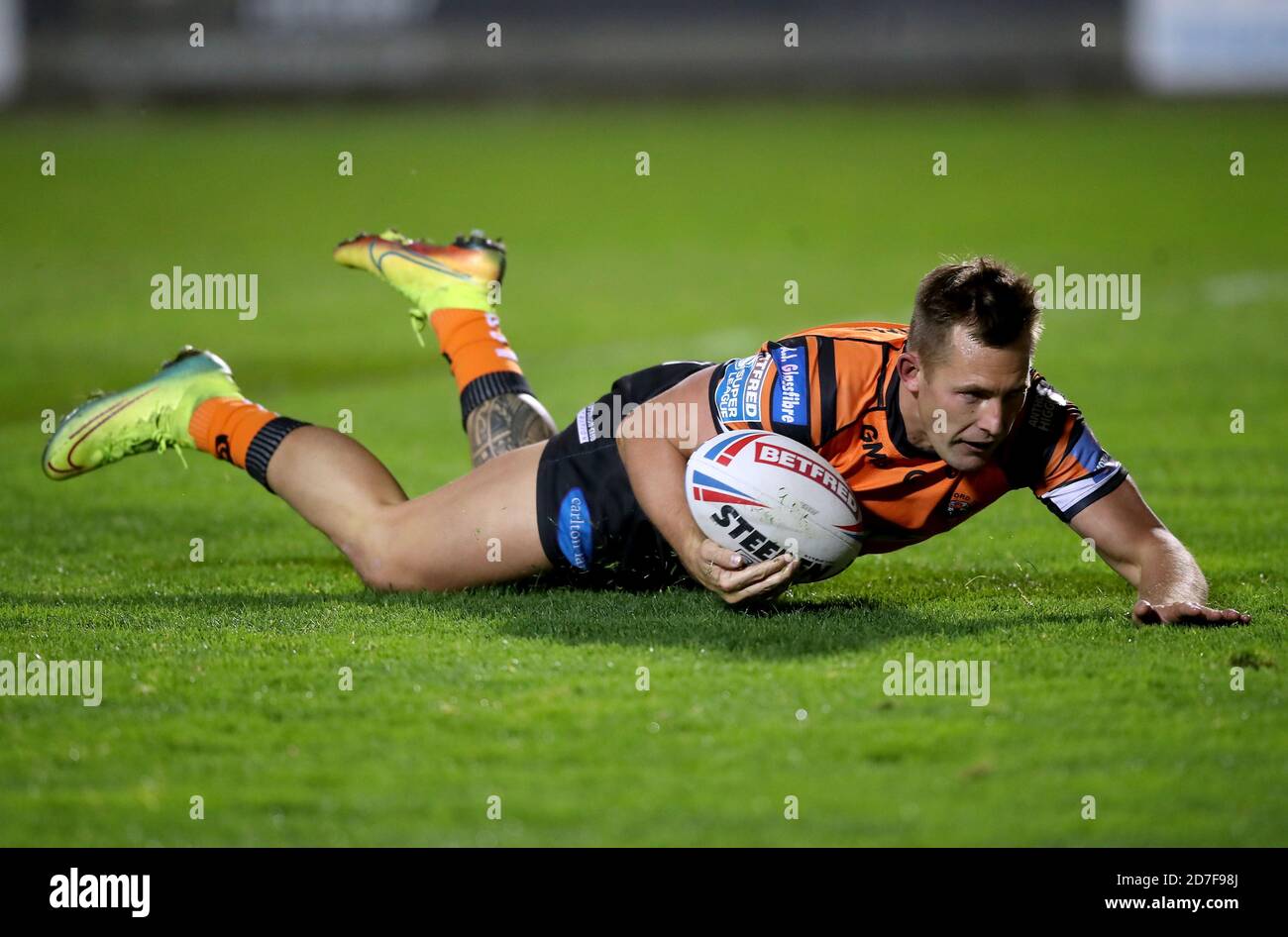 Castleford Tigers' Greg Eden scores his sides fourth try during the