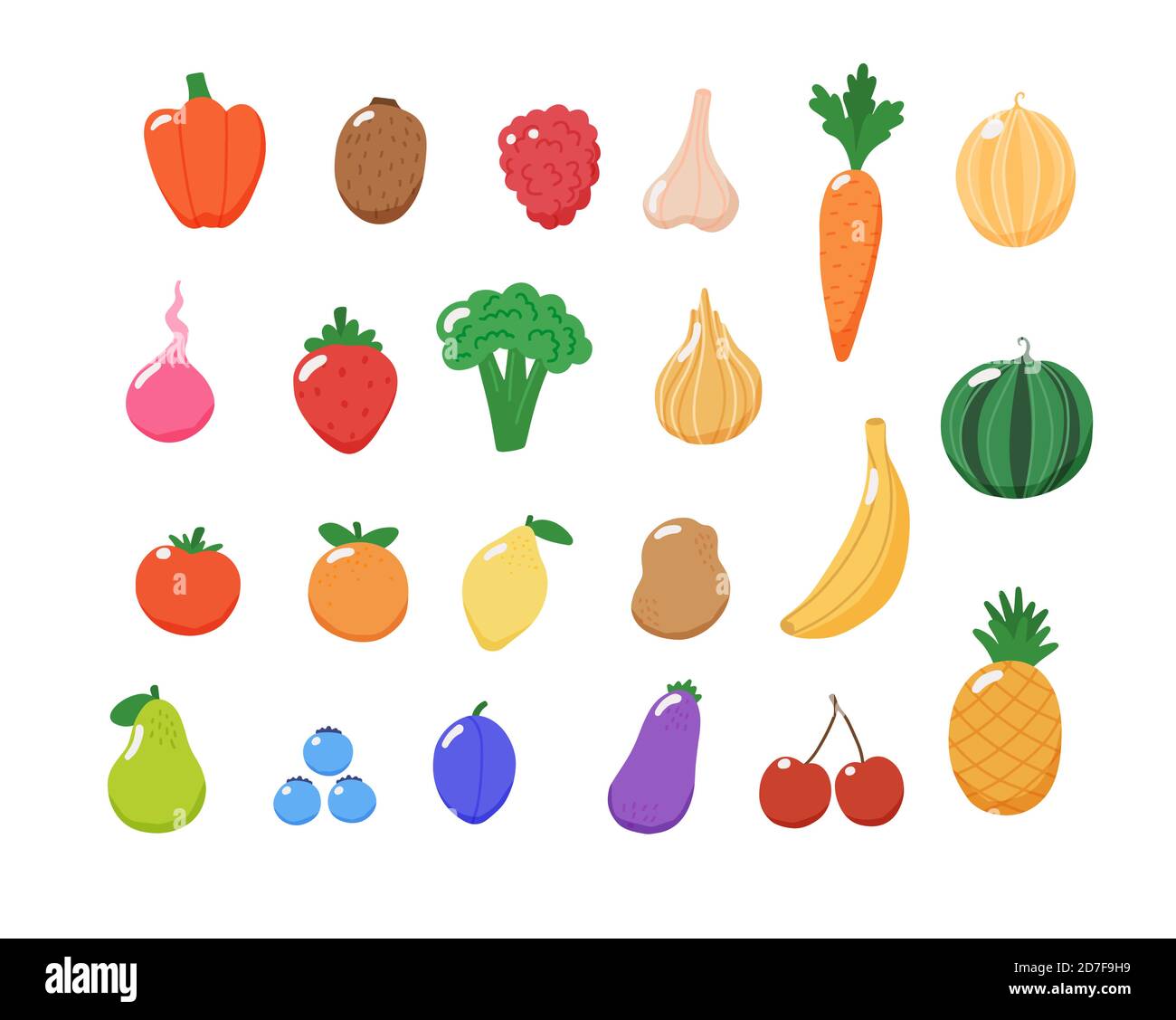 Fruits and vegetables collection. Vector illustration Stock Vector ...