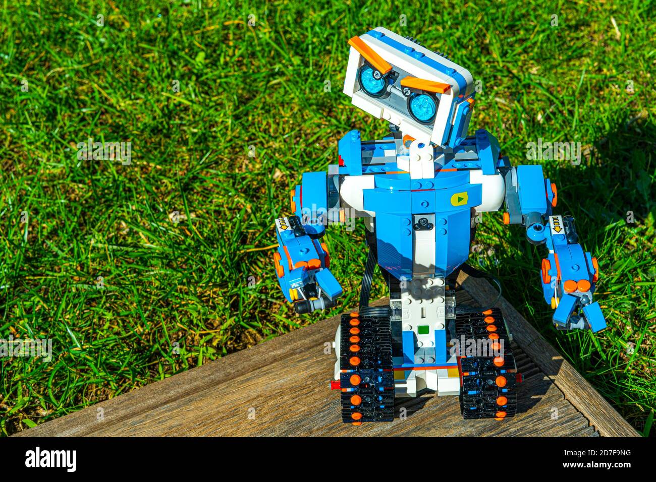 Nice France 16 October 2020. Robotics. The Lego Boost robot car. Science technology. Outdoor background Stock Photo Alamy
