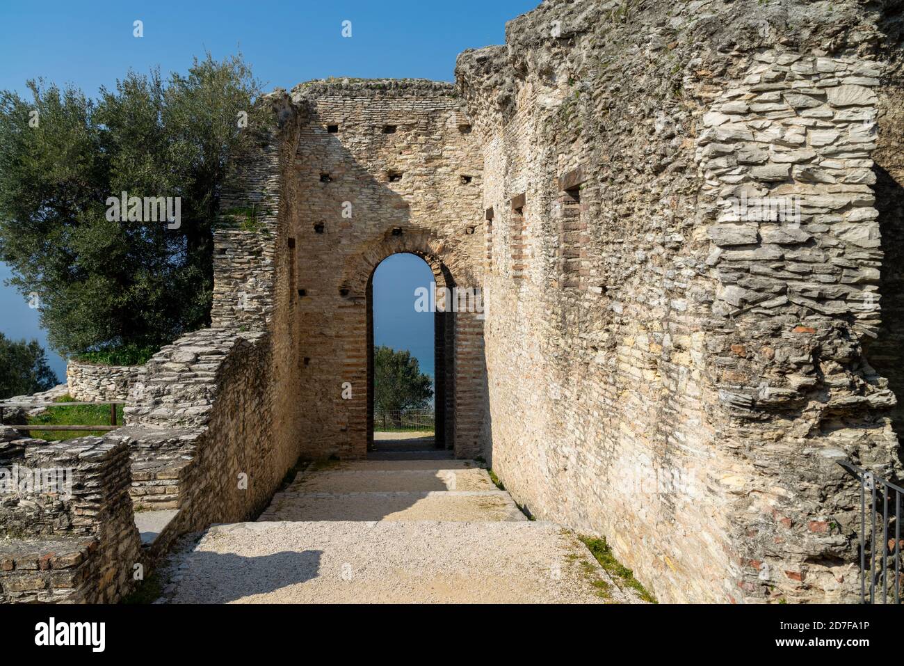 Roman ruins Grotte di Catullo or Grotto at Sirmione, Lake Garda, Northern Italy Stock Photo