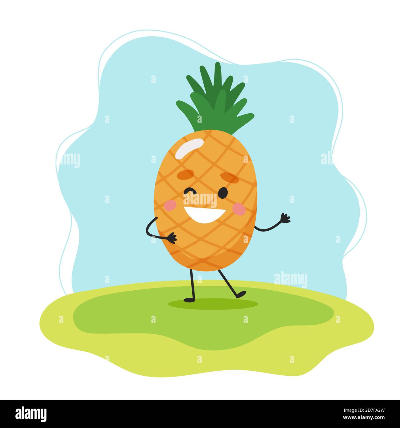 Pineapple cute character, vector illustration for kids in cartoon style ...