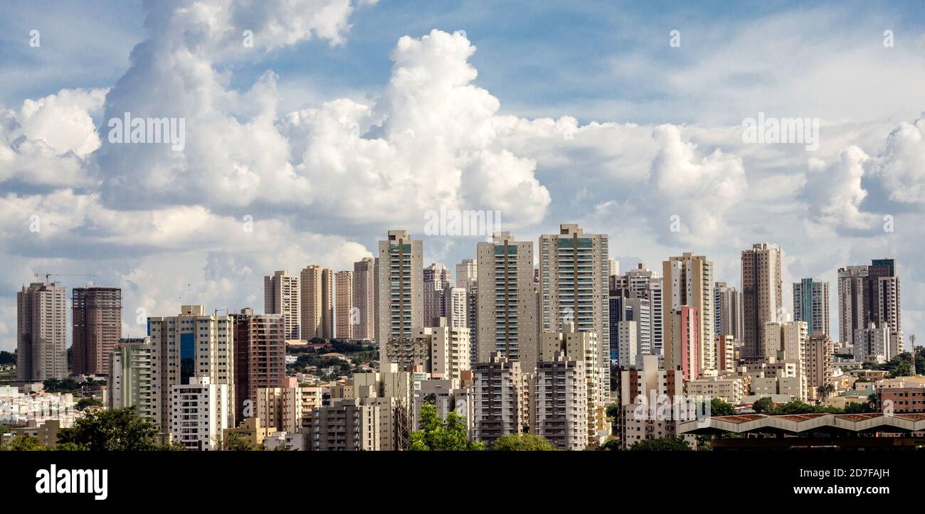 Panorama view of Ribeirão Preto city and skyline. São Paulo - Brazil Photo taken on: April 28, 2015 Copy space available Stock Photo