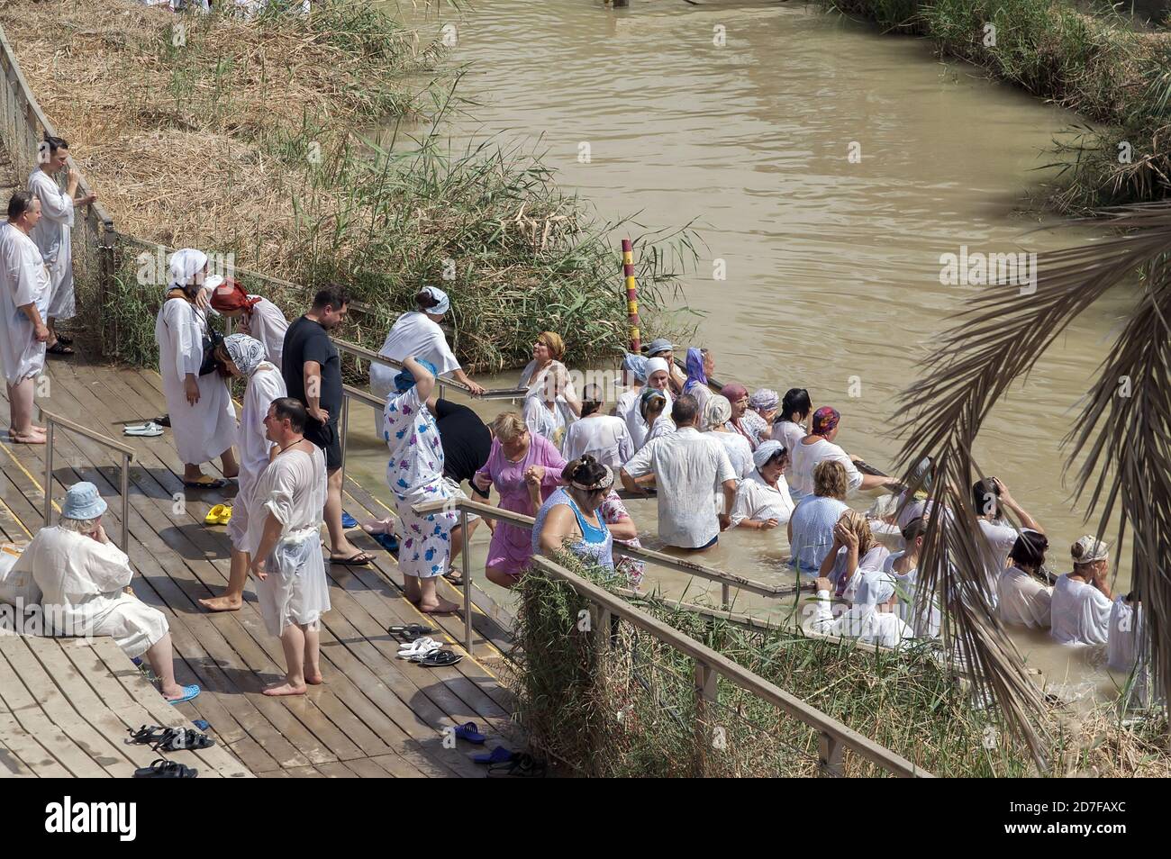Qasr al-Yahud; Israel, Izrael, ישראל; Jordan, the place where Jesus was baptized. Der Jordan, der Ort, an dem Jesus getauft wurde. Rzeka Jordan Stock Photo