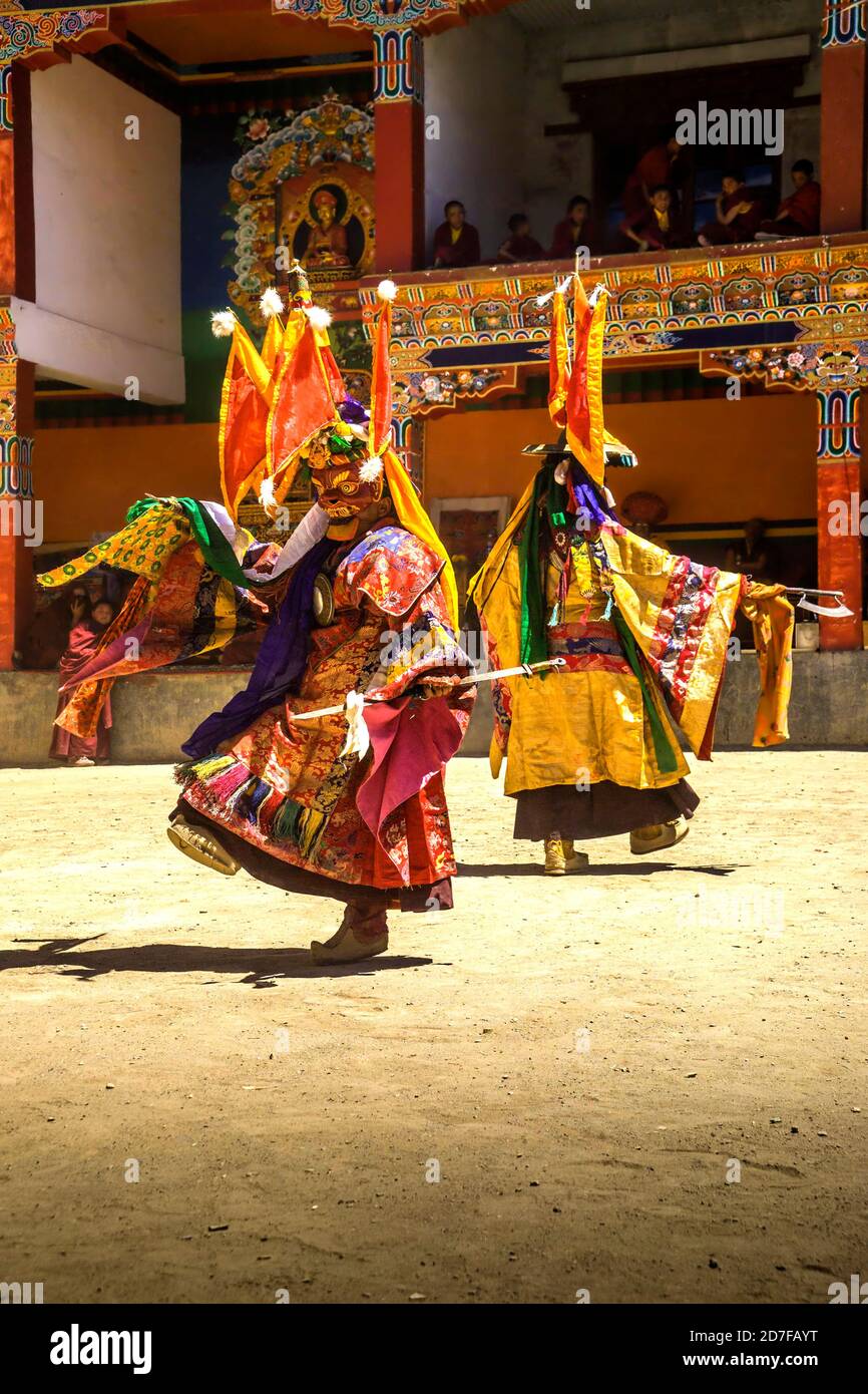 INDIA, LADAKH, Cham dancer during a monastic festival in Lamayuru Stock Photo