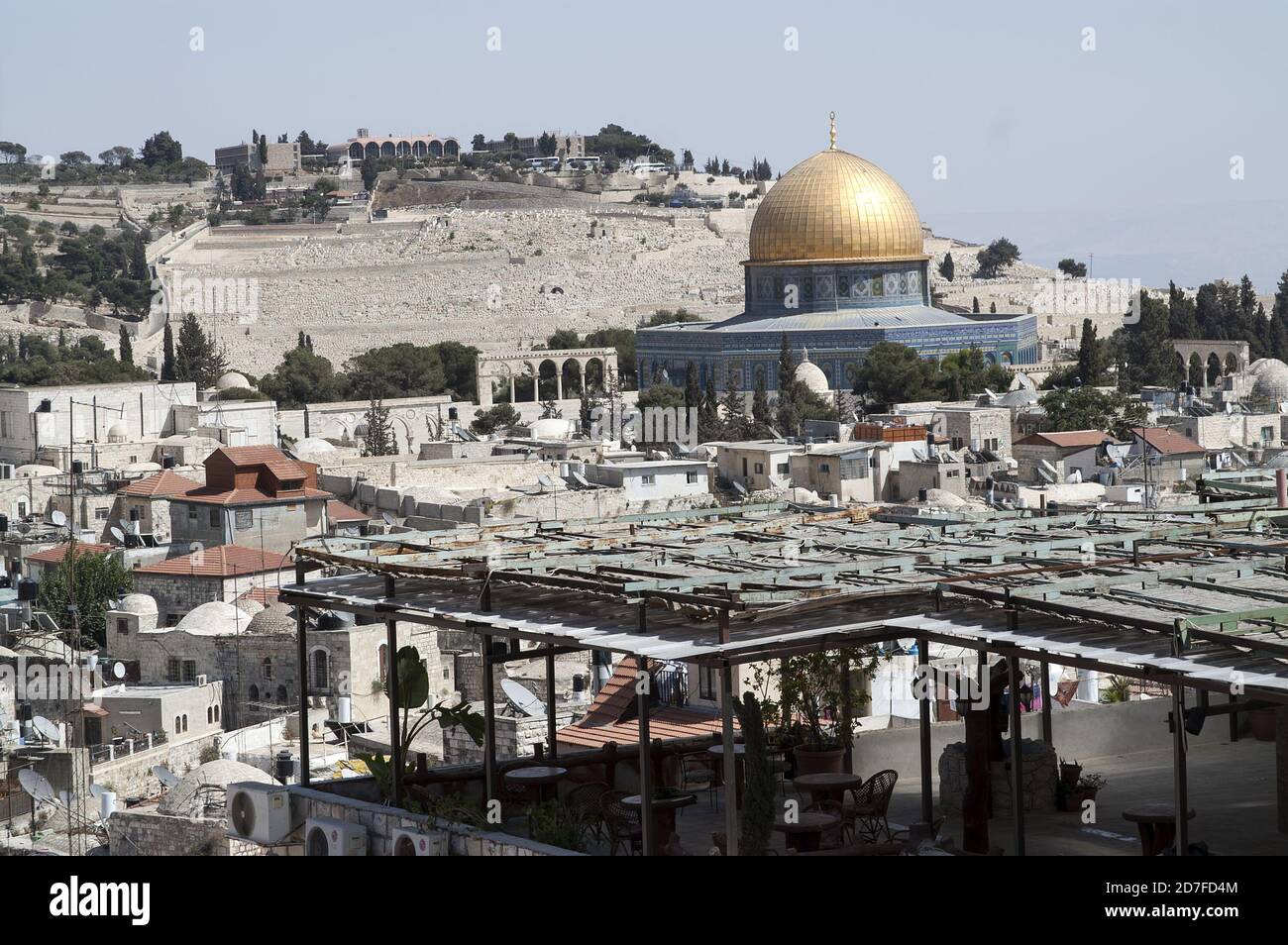 ירושלים, Jerusalem, Jerozolima, Israel, Izrael, ישראל; Old Jerusalem seen from above, roofs with antennas. Stock Photo