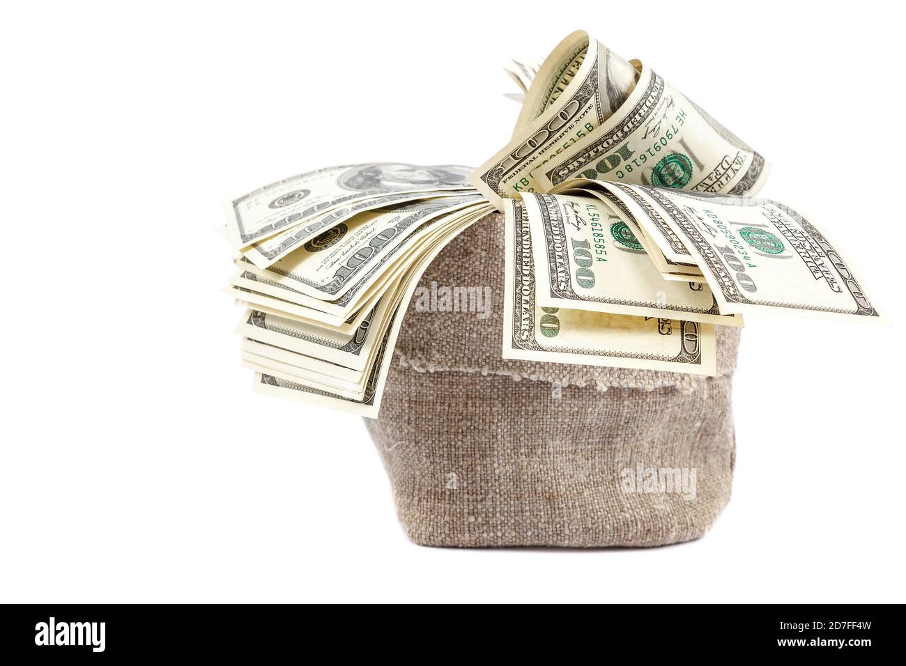 Bank Bag Full of Cash Isolated on White Stock Photo - Alamy