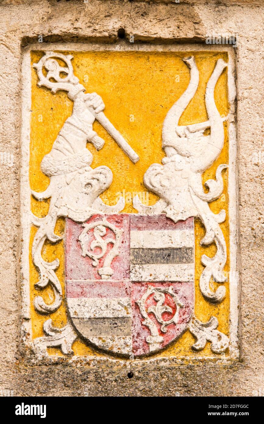 Wappen des Fürstbischofs von Eichstätt aus dem 15. Jahrhundert - coat of arms of the prince-bishop of Eichstätt from the 15th century Stock Photo