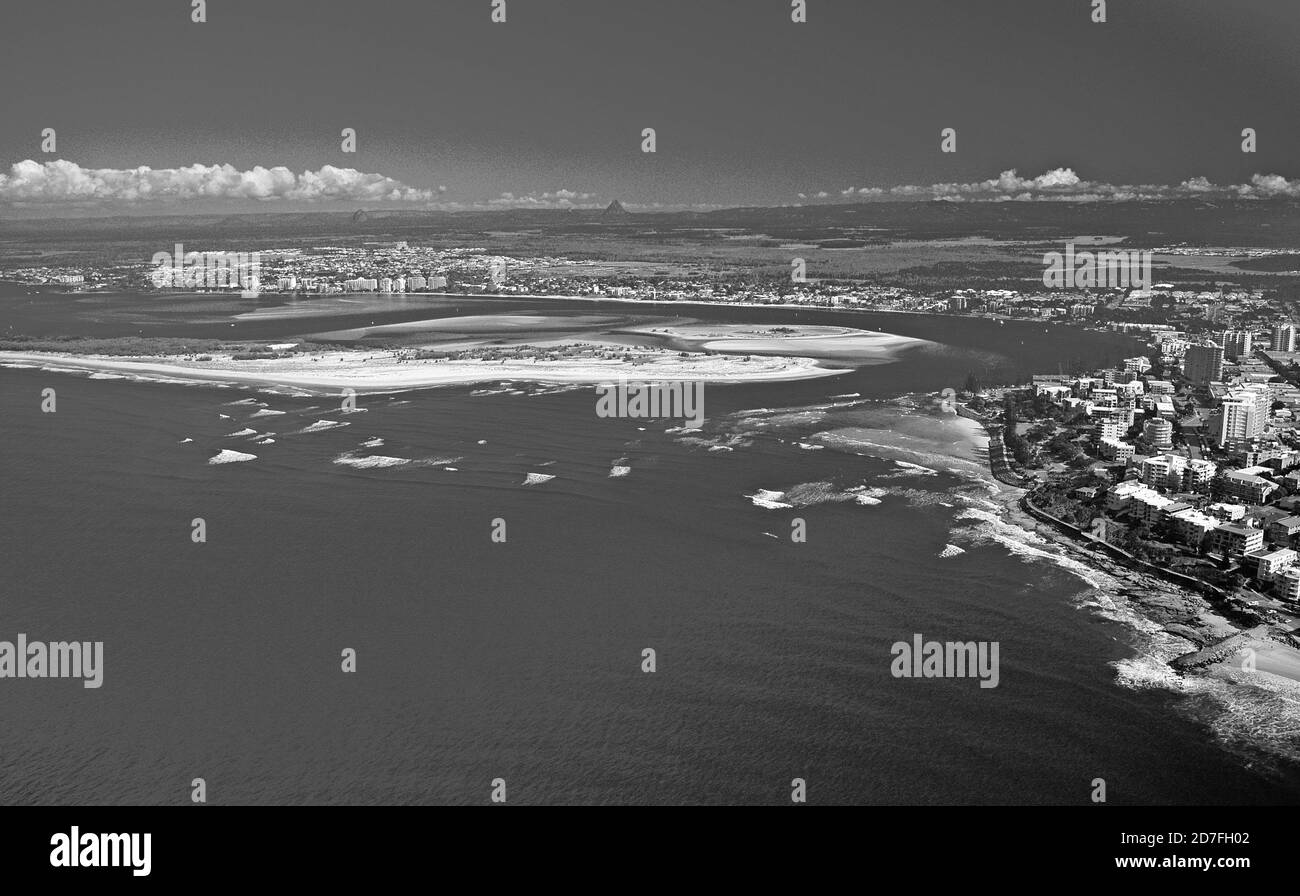 Australia: Aerial-view of Caloundra, Queensland, Sunshine Coast Stock Photo