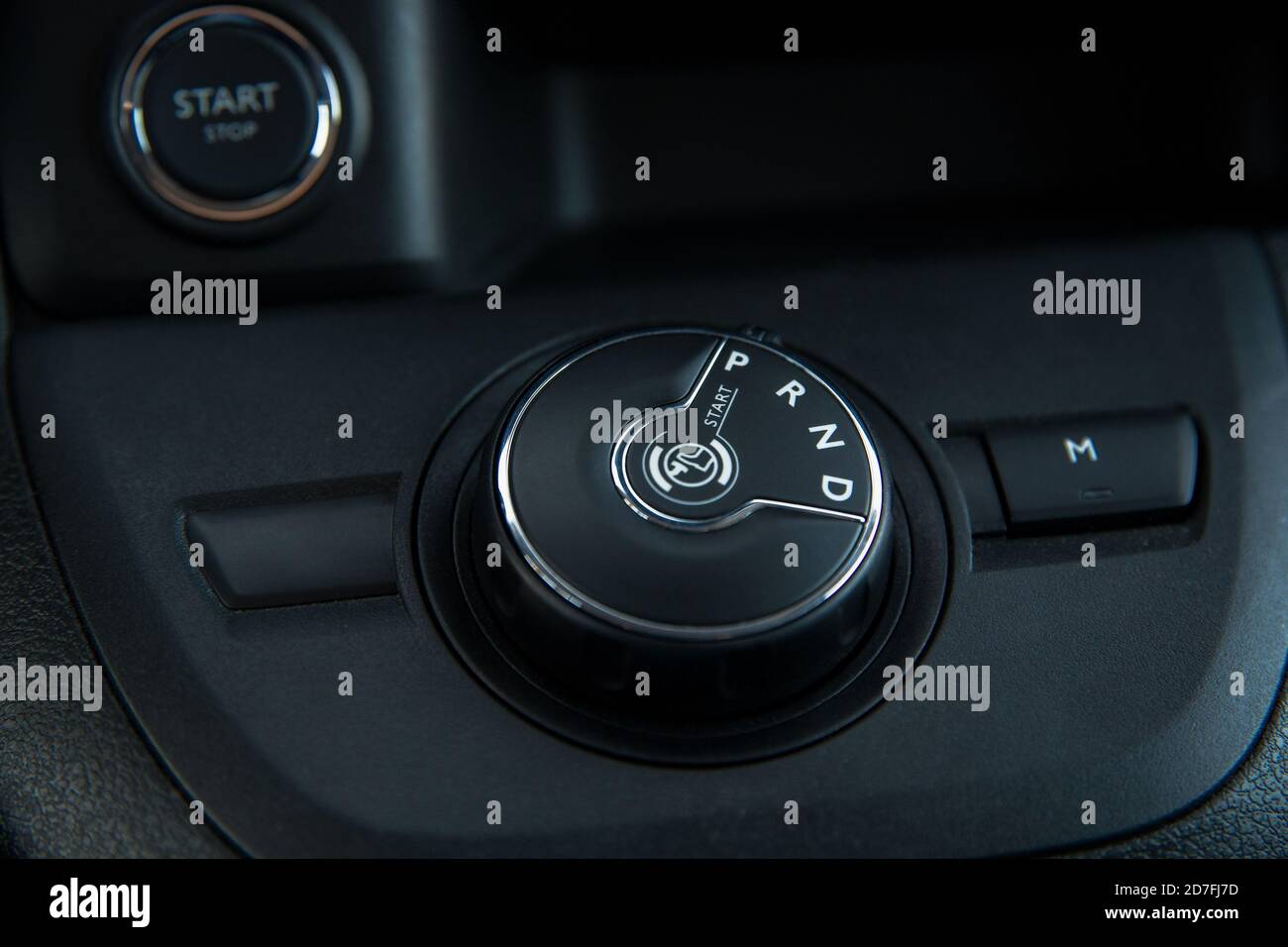 button to shift the automatic transmission of the car at a shallow depth of field Stock Photo