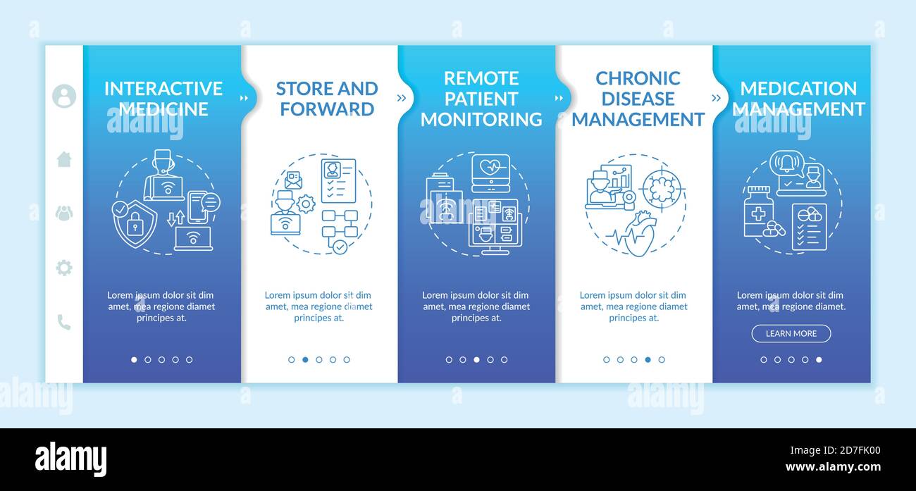 Telemedicine services types onboarding vector template Stock Vector
