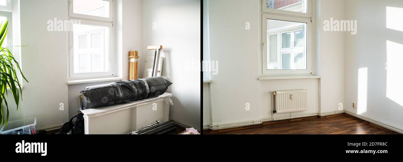 House Mess And Junk Declutter Before And After Stock Photo - Alamy