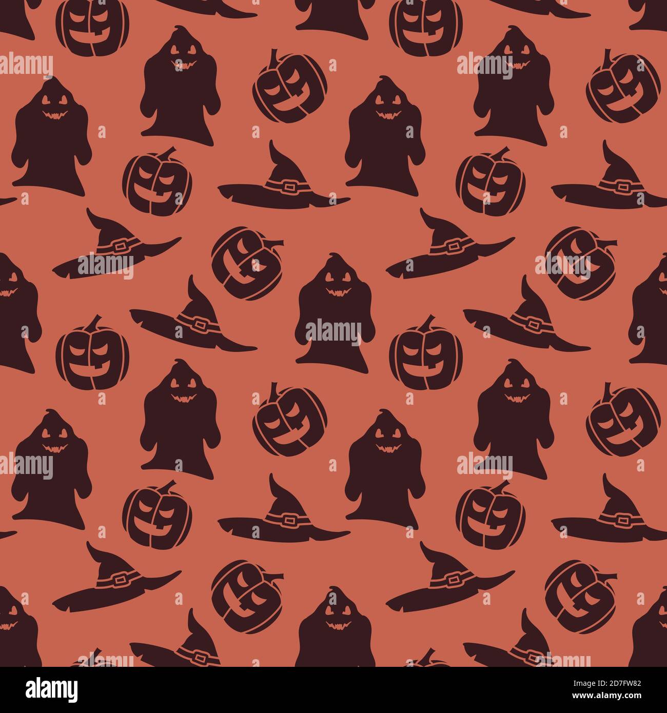 Vector seamless pattern with evil pumpkins and ghosts. Halloween ...