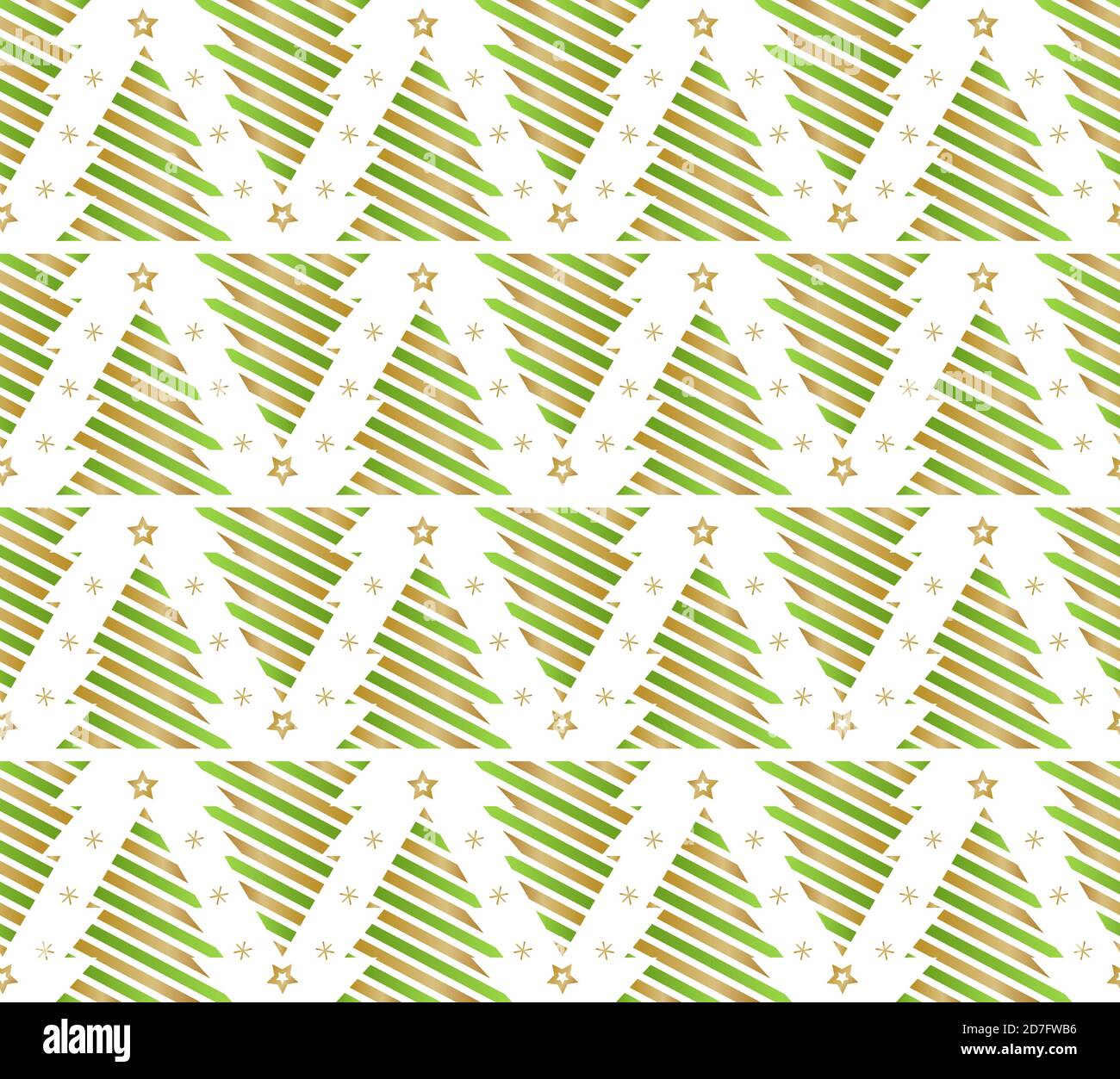 Christmas tree seamless pattern. Gold geometric seamless pattern on white background Stock Vector
